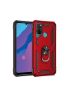 Mey İthalat®  Huawei Y6P Kılıf Sofya Yüzüklü Silikon Kapak - Kırmızı