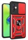 Mey İthalat®  İnfinix Hot 30 4G Kılıf Pars Lens Yüzüklü Silikon - Kırmızı