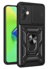 Mey İthalat®  İnfinix Hot 30 4G Kılıf Pars Lens Yüzüklü Silikon - Siyah
