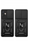 Mey İthalat®  İnfinix Hot 30 4G Kılıf Pars Lens Yüzüklü Silikon - Siyah