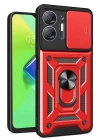 Mey İthalat®  İnfinix Hot 30 5G Kılıf Pars Lens Yüzüklü Silikon - Kırmızı