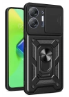 Mey İthalat®  İnfinix Hot 30 5G Kılıf Pars Lens Yüzüklü Silikon - Siyah