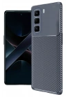 Mey İthalat®  İnfinix Hot 50 4G Kılıf Auto Focus Karbon Kapak - Lacivert