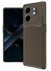 Mey İthalat®  İnfinix Smart 9 Kılıf Auto Focus Karbon Kapak - Kahverengi