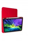 Mey İthalat®  iPad Pro 11 (2024) Kılıf Kalemlikli Mars Tablet Kılıfı - Kırmızı