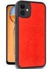 Mey İthalat®  iPhone 11 Kılıf Aras Deri Kapak - Kırmızı