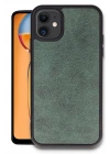 Mey İthalat®  iPhone 11 Kılıf Aras Deri Kapak - Koyu Yeşil