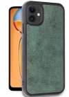 Mey İthalat®  iPhone 11 Kılıf Aras Deri Kapak - Koyu Yeşil
