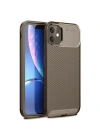 Mey İthalat®  iPhone 11 Kılıf Auto Focus Karbon Kapak - Kahverengi