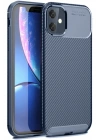 Mey İthalat®  iPhone 11 Kılıf Auto Focus Karbon Kapak - Lacivert