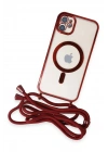 Mey İthalat®  iPhone 11 Kılıf Divo Lazer Askılı Magsafe Kapak - Kırmızı