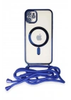 Mey İthalat®  iPhone 11 Kılıf Divo Lazer Askılı Magsafe Kapak - Mavi