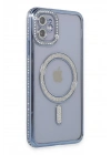 Mey İthalat®  iPhone 11 Kılıf Joke Simli Magneticsafe Kılıf - Mavi