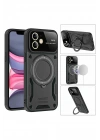Mey İthalat®  iPhone 11 Kılıf Joy Lens Standlı Kapak - Mor