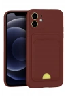 Mey İthalat®  iPhone 11 Kılıf Kelvin Kartvizitli Silikon - Bordo