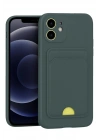 Mey İthalat®  iPhone 11 Kılıf Kelvin Kartvizitli Silikon - Koyu Yeşil