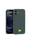 Mey İthalat®  iPhone 11 Kılıf Kelvin Kartvizitli Silikon - Koyu Yeşil