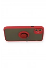 Mey İthalat®  iPhone 11 Kılıf Montreal Yüzüklü Silikon Kapak - Kırmızı