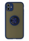 Mey İthalat®  iPhone 11 Kılıf Montreal Yüzüklü Silikon Kapak - Lacivert