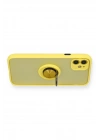 Mey İthalat®  iPhone 11 Kılıf Montreal Yüzüklü Silikon Kapak - Sarı