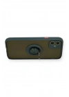 Mey İthalat®  iPhone 11 Kılıf Montreal Yüzüklü Silikon Kapak - Yeşil