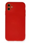 Mey İthalat®  iPhone 11 Kılıf Nano içi Kadife Silikon - Kırmızı