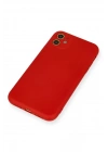 Mey İthalat®  iPhone 11 Kılıf Nano içi Kadife Silikon - Kırmızı