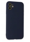 Mey İthalat®  iPhone 11 Kılıf Nano içi Kadife Silikon - Lacivert