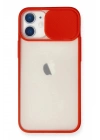 Mey İthalat®  iPhone 11 Kılıf Palm Buzlu Kamera Sürgülü Silikon - Kırmızı