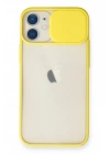 Mey İthalat®  iPhone 11 Kılıf Palm Buzlu Kamera Sürgülü Silikon - Sarı