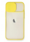 Mey İthalat®  iPhone 11 Kılıf Palm Buzlu Kamera Sürgülü Silikon - Sarı