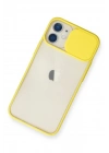 Mey İthalat®  iPhone 11 Kılıf Palm Buzlu Kamera Sürgülü Silikon - Sarı