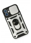 Mey İthalat®  iPhone 11 Kılıf Pars Lens Yüzüklü Silikon - Gümüş
