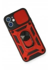 Mey İthalat®   iPhone 11 Kılıf Pars Lens Yüzüklü Silikon - Kırmızı