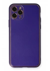 Mey İthalat®  iPhone 11 Pro Kılıf Coco Deri Silikon Kapak - Mor