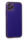 Mey İthalat®  iPhone 11 Pro Kılıf Coco Deri Silikon Kapak - Mor