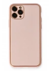 Mey İthalat®  iPhone 11 Pro Kılıf Coco Deri Silikon Kapak - Pembe