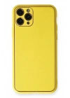 Mey İthalat®  iPhone 11 Pro Kılıf Coco Deri Silikon Kapak - Sarı