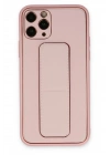 Mey İthalat®  iPhone 11 Pro Kılıf Coco Deri Standlı Kapak - Pembe