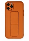 Mey İthalat®  iPhone 11 Pro Kılıf Coco Deri Standlı Kapak - Turuncu