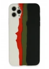 Mey İthalat®  iPhone 11 Pro Kılıf Ebruli Lansman Silikon - Beyaz-Siyah