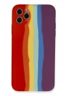 Mey İthalat®  iPhone 11 Pro Kılıf Ebruli Lansman Silikon - Kırmızı-Mor