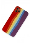 Mey İthalat®  iPhone 11 Pro Kılıf Ebruli Lansman Silikon - Kırmızı-Mor