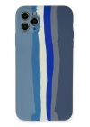 Mey İthalat®  iPhone 11 Pro Kılıf Ebruli Lansman Silikon - Mavi-Gri