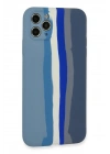 Mey İthalat®  iPhone 11 Pro Kılıf Ebruli Lansman Silikon - Mavi-Gri