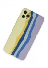 Mey İthalat®  iPhone 11 Pro Kılıf Ebruli Lansman Silikon - Sarı-Lila