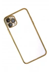 Mey İthalat®  iPhone 11 Pro Kılıf  Lensli Silikon - Gold