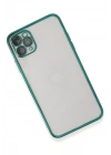 Mey İthalat®  iPhone 11 Pro Kılıf  Lensli Silikon - Yeşil