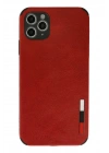 Mey İthalat®  iPhone 11 Pro Kılıf Loop Deri Silikon - Kırmızı