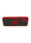 Mey İthalat®  iPhone 11 Pro Kılıf Montreal Yüzüklü Silikon Kapak - Kırmızı